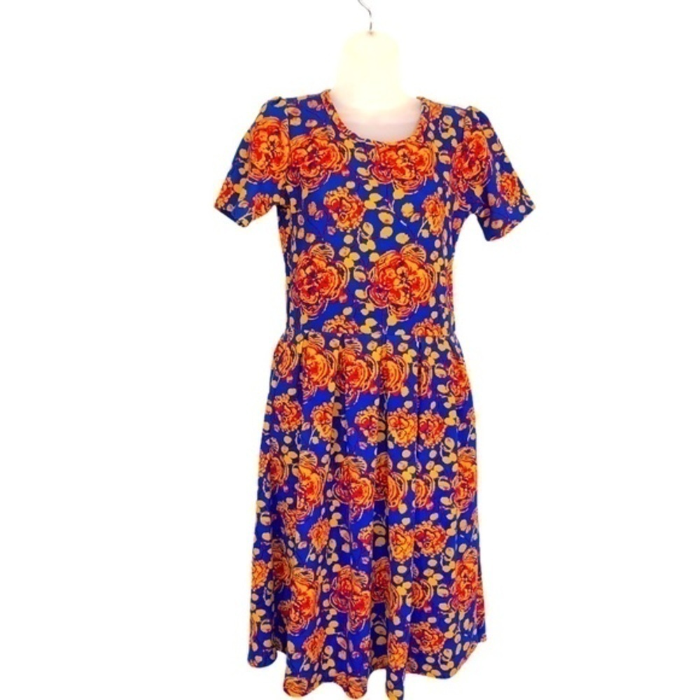 LuLaRoe Women Floral Print Short Sleeve Dress SZ M
